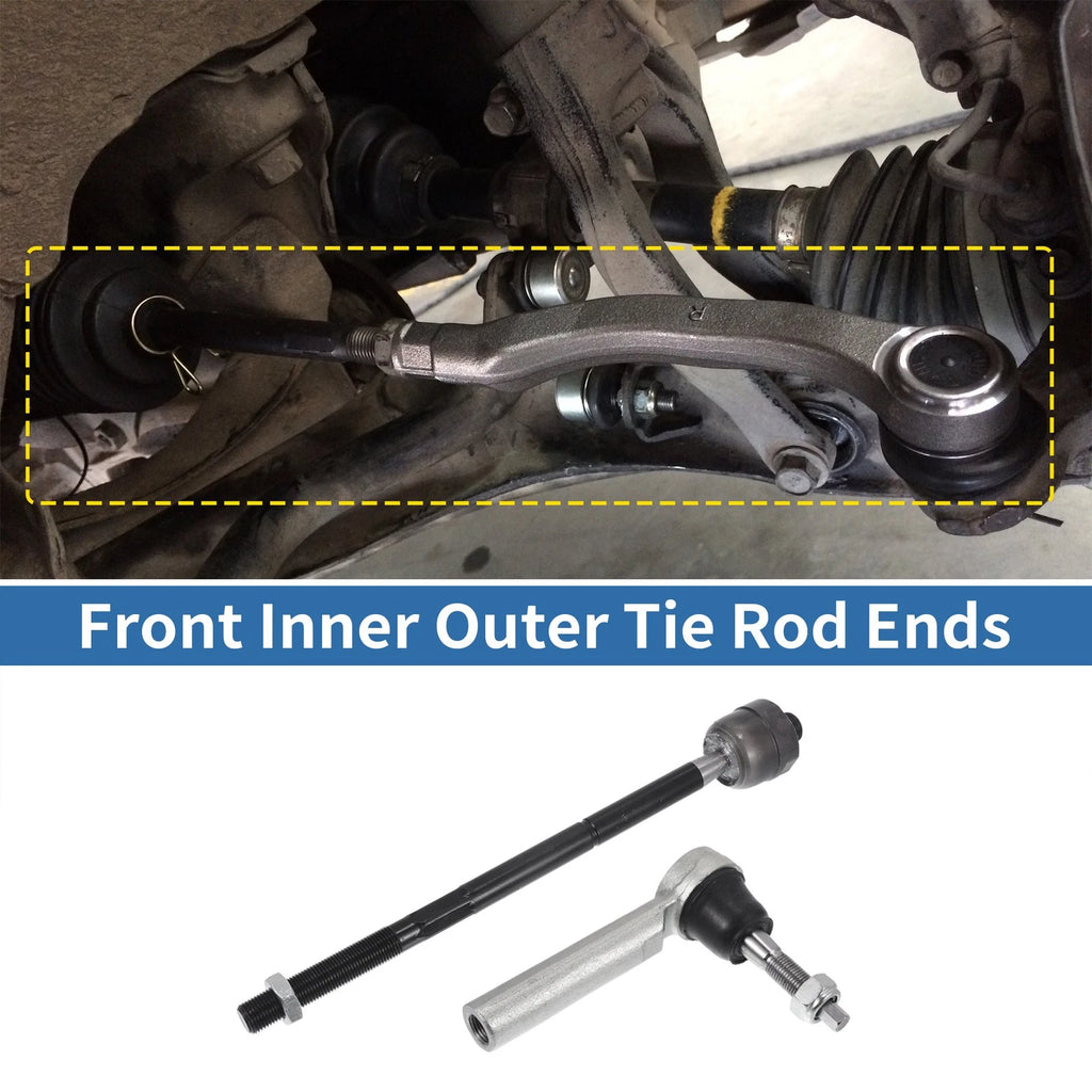 Set of 4 Front Inner Outer Tie Rod End Links for Cadillac Escalade (2002–2020)