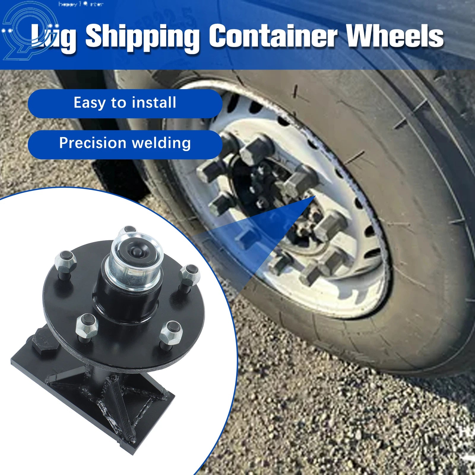 Set of 4 Shipping Container Wheels and Bolt-On Spindle Kit