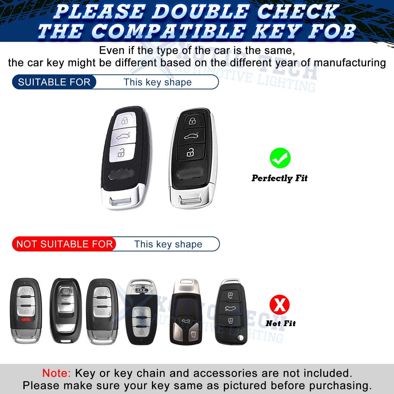 Carbon Fiber Style Hard Shell Key Fob Cover Case for Audi (2017-2020)