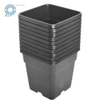 Set of 10 Square Black Nursery Pots for Garden Use (1 Gallon)