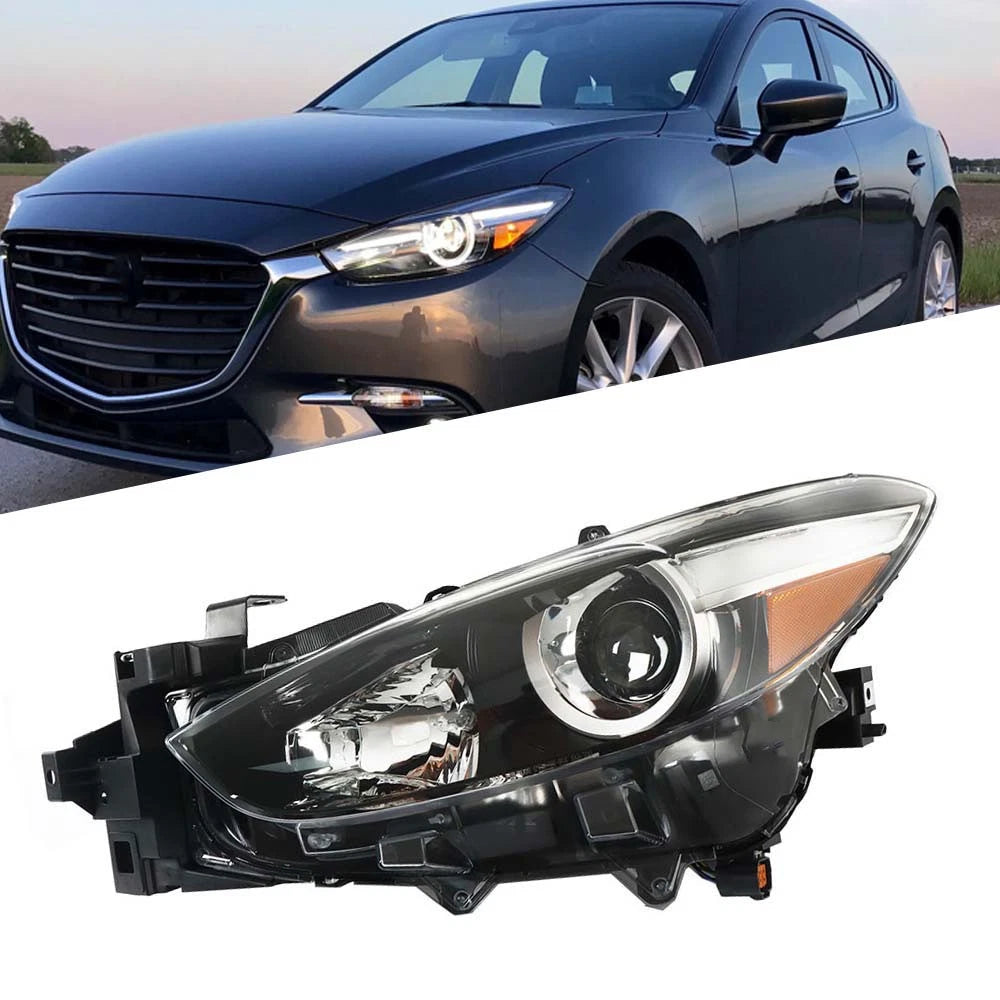Headlamp Assembly for Mazda 3 (2017–2018) LH/Driver Side Clear Halogen