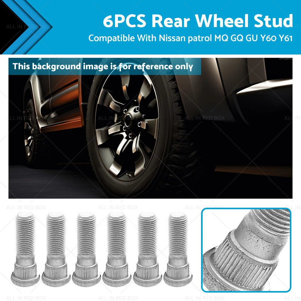 6PCS Rear Wheel Studs for Nissan Patrol MQ GQ GU Y60 Y61