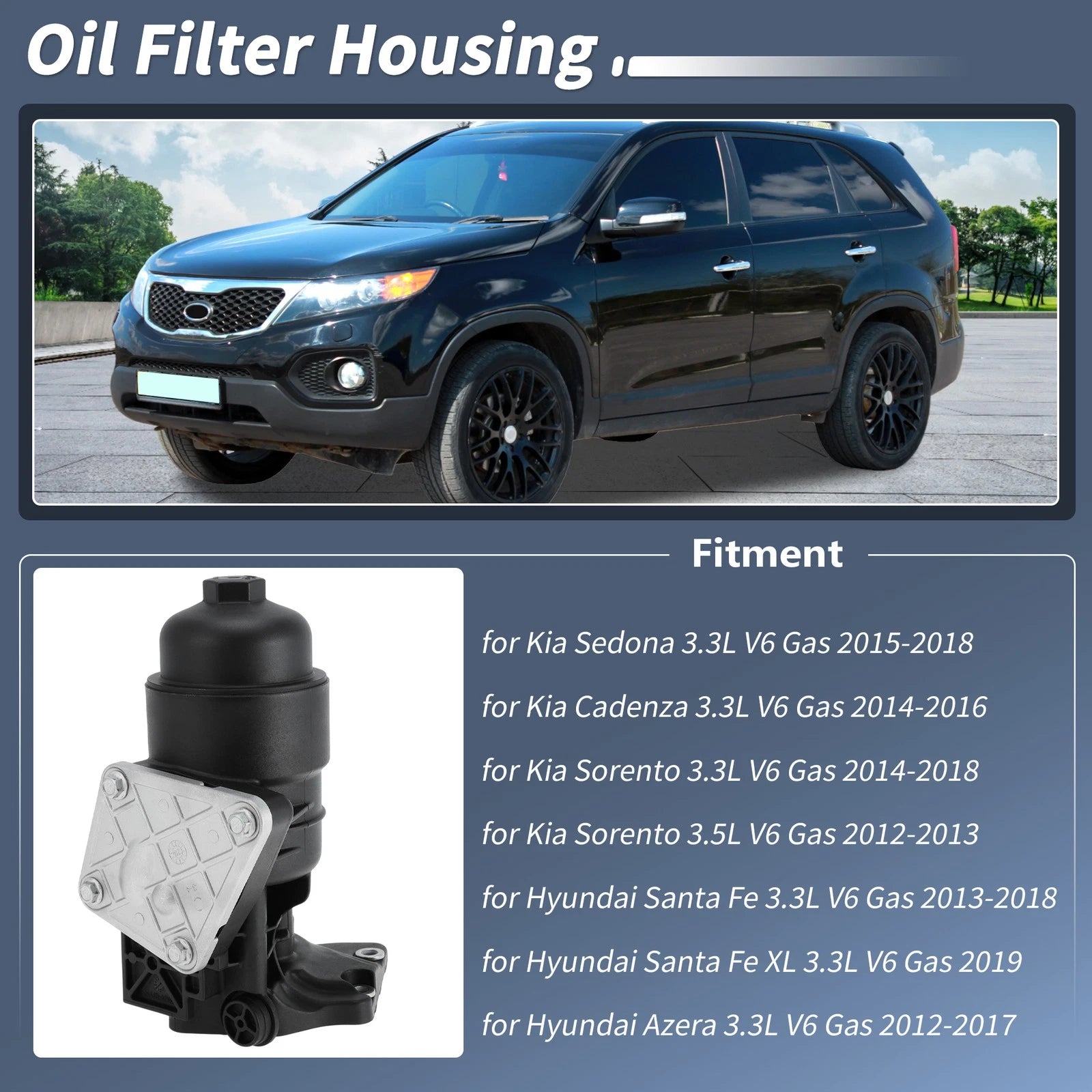 Oil Filter Housing No.263003CAB1 for Hyundai Santa Fe, Kia Sorento (2013–2020)