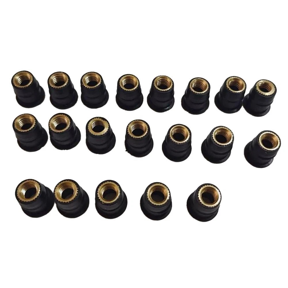 Set of 20 M6 Rubber Brass Well Nuts for Motorcycle Fairing Replacement