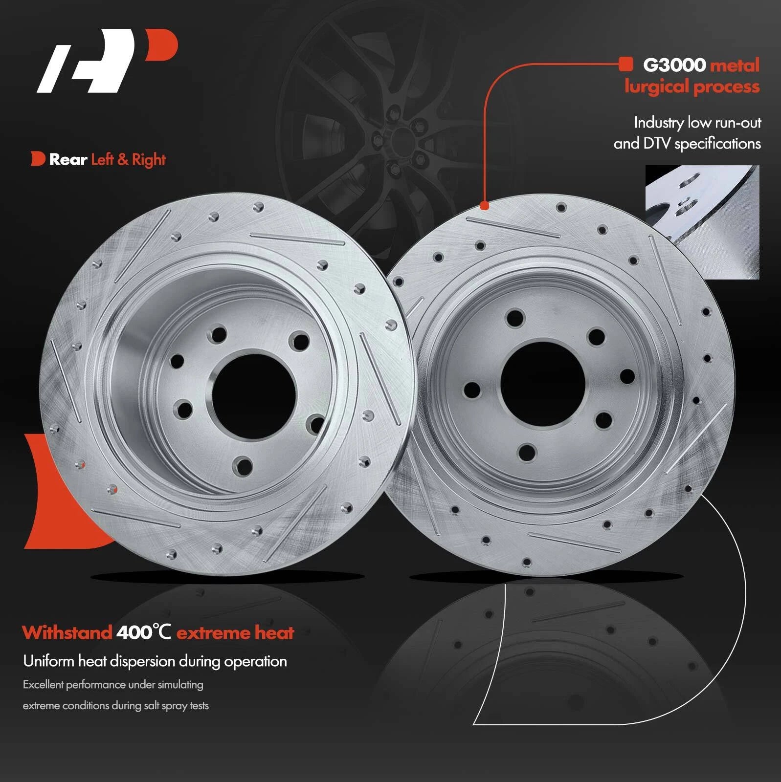 Rear Drilled Brake Rotors for Nissan Altima Maxima (2002–2023)
