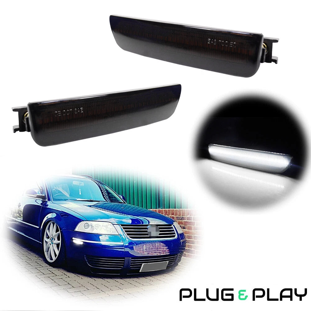 White LED Front Bumper Side Marker Lights for VW Passat (2001–2005)