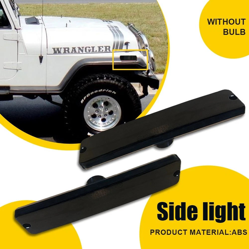 Smoked Lens Rear Bumper Side Marker Light Housings for Jeep Wrangler YJ (1987–1995)