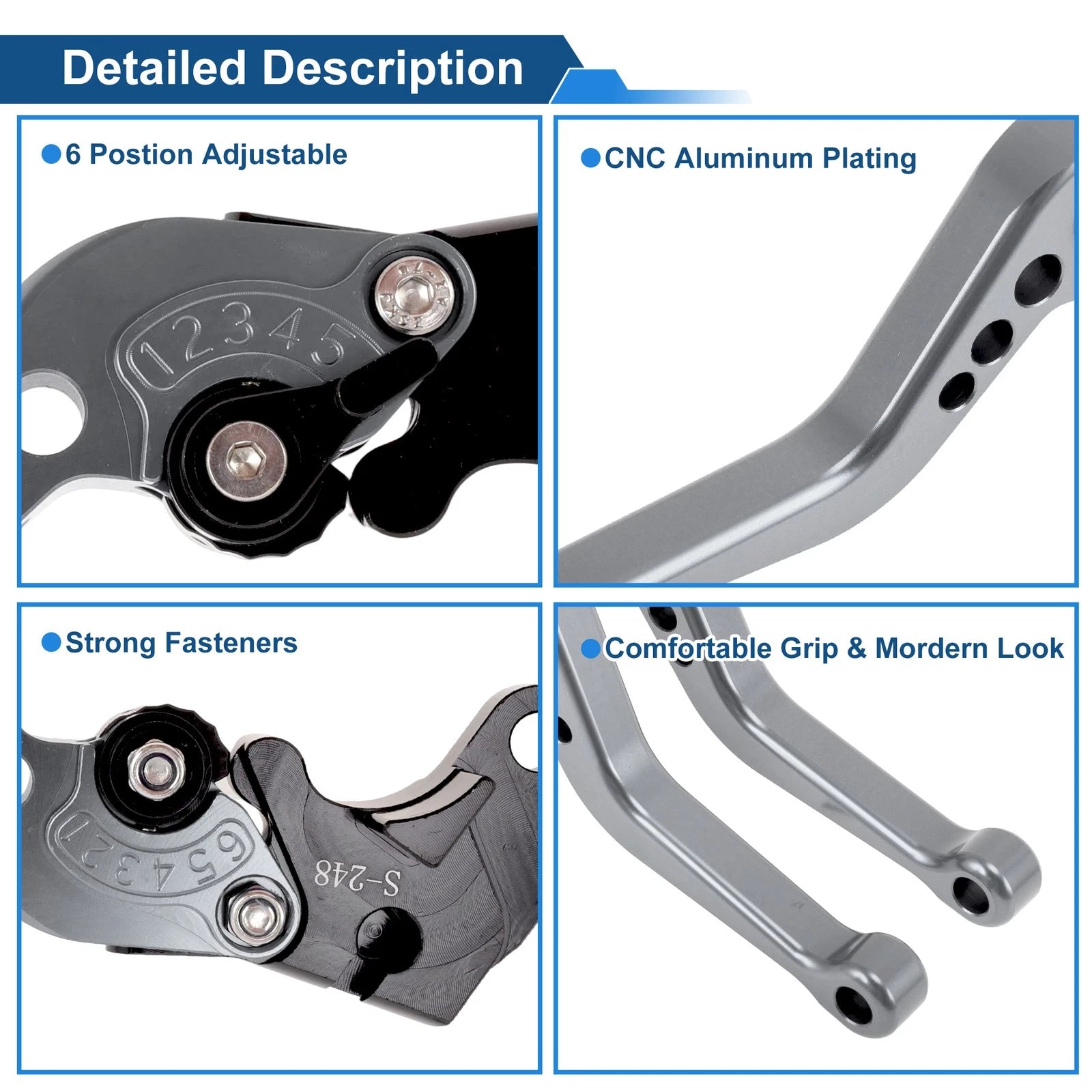 Adjustable Short Brake Clutch Levers for Suzuki GSXR750 (2004–2005) Titanium Tone