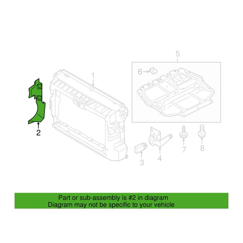 Genuine OEM Radiator Support Air Duct 561121284 for Volkswagen Passat (2012)