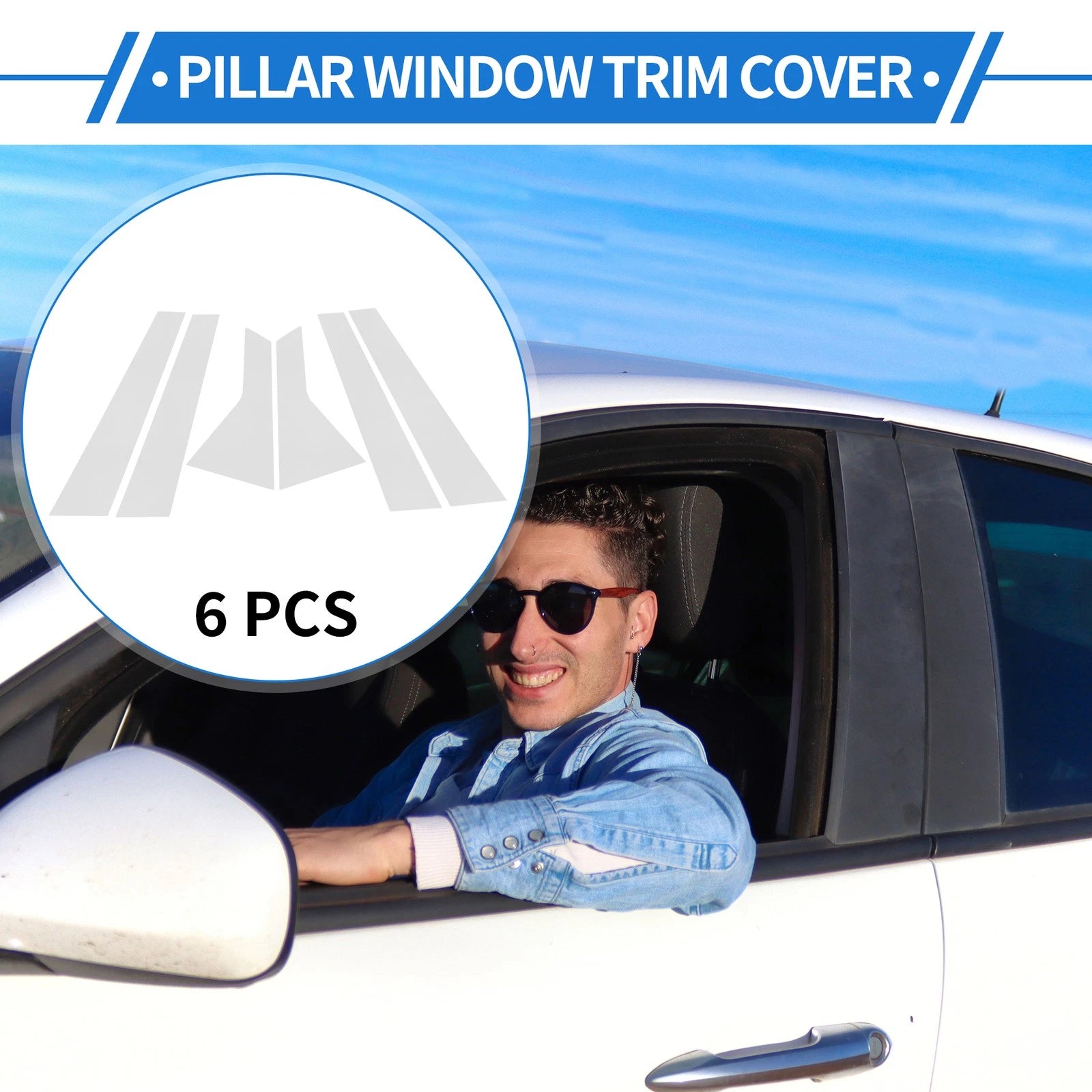 Set of 6 Door Pillar Window Trim for Kia Optima (2016–2020) Chrome
