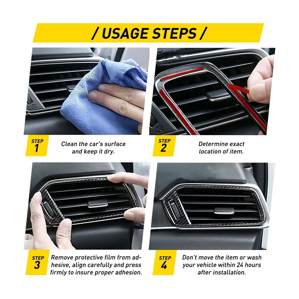 Set of 4 Carbon Fiber Dashboard Air Vent Outlet Cover Trim for Honda Accord (2018–2022)