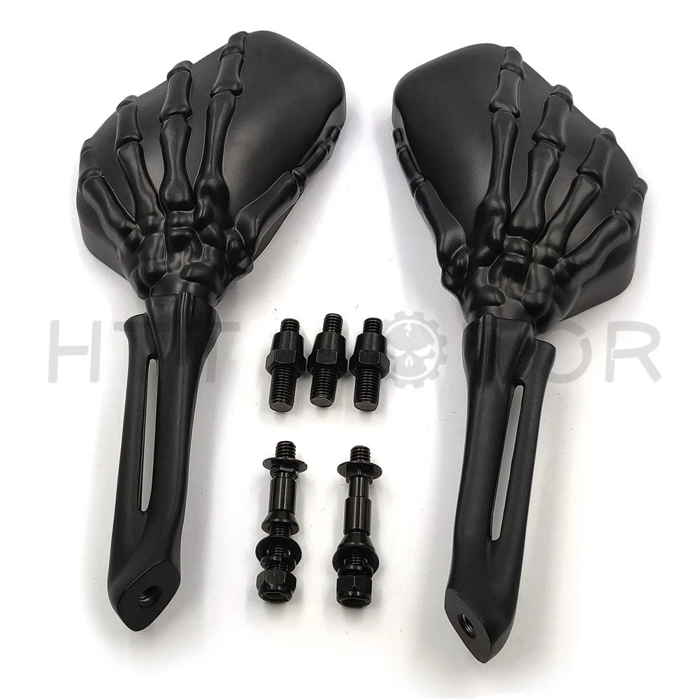 Black Skull Skeleton Hand Mirror for Suzuki GSX-R Hayabusa (2000–2023)