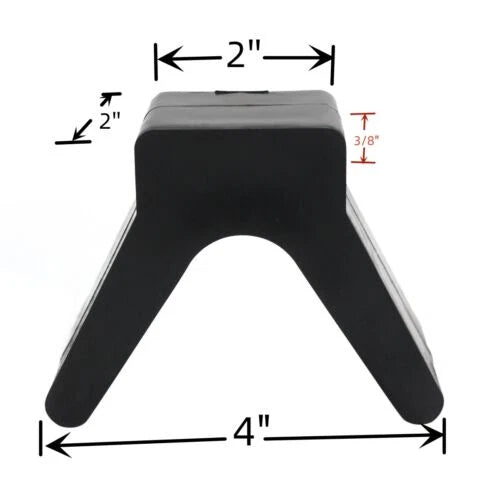 Rubber Bow Stop V-Block for Boat Trailer (2" x 2", 3/8")