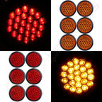 12x 4" 24V LED Side Marker Trailer Signal Turn Tail Lamps Round Red Amber