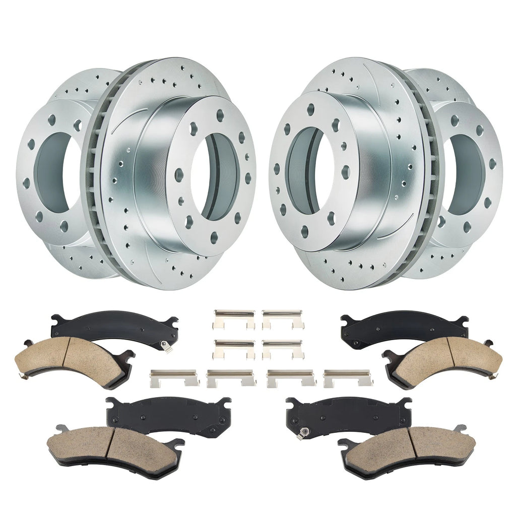 Front Rear Drilled Rotors Brake Pad Kit for Chevy Silverado 2500 HD (2001–2010)