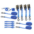 Set of 4 Ratchet Straps 2200lbs 1in x 15ft with S Hooks