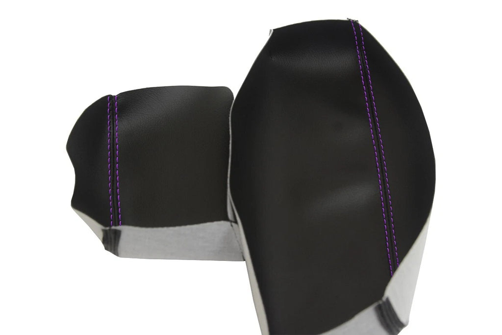 Leather Console Lid Armrest Cover for Audi Q7 (2007–2015) Purple Stitch