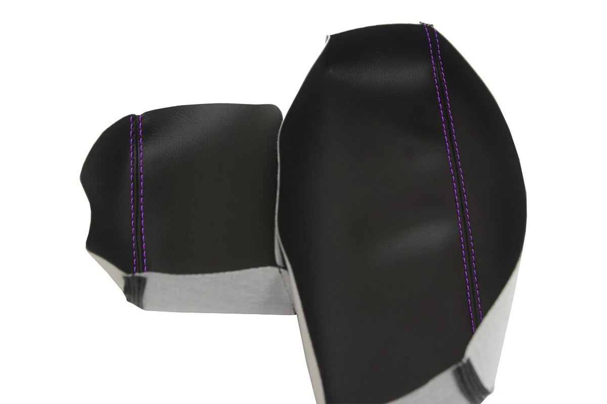 Leather Console Lid Armrest Cover for Audi Q7 (2007–2015) Purple Stitch
