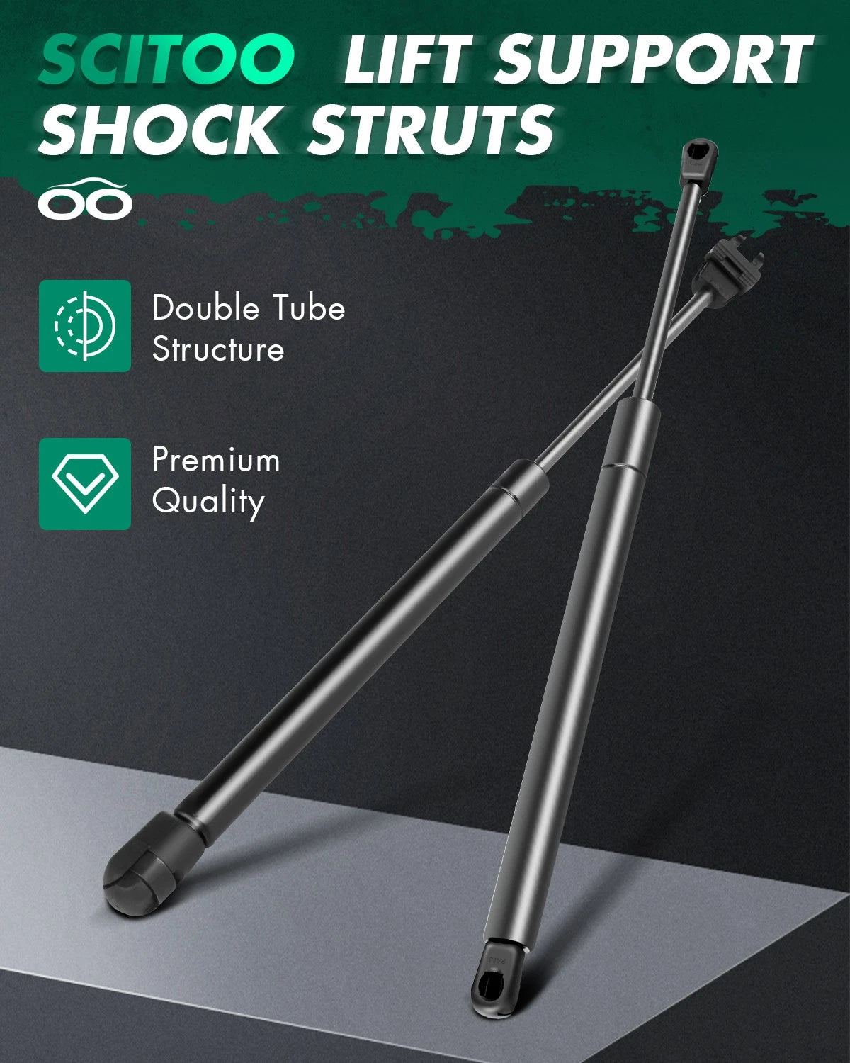 2 Tailgate Hatch + 2 Hood Lift Supports Gas Shocks for Dodge Magnum (2005–2010)