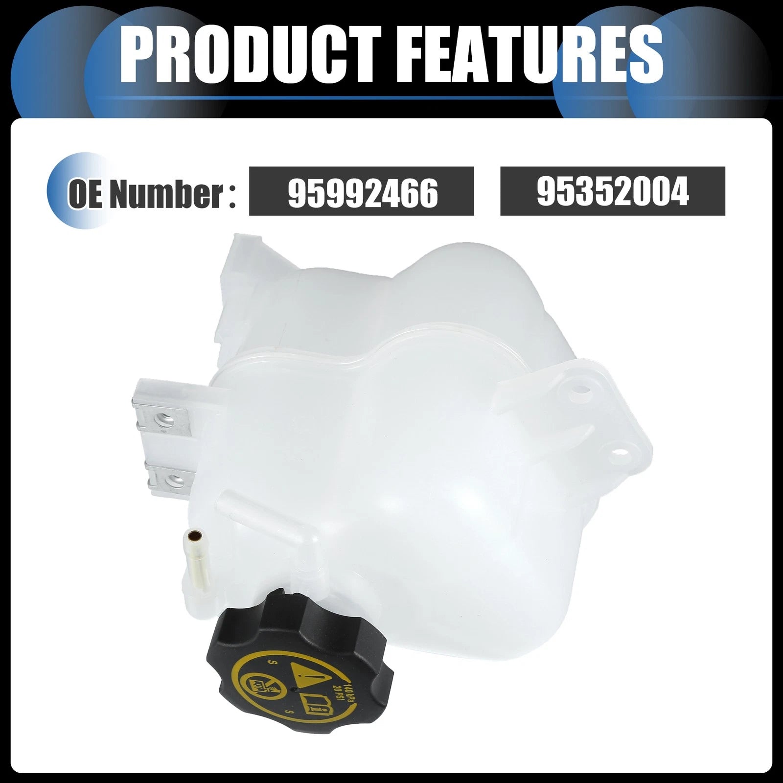 Set of 1 Coolant Expansion Overflow Tank w/ Cap No. 95992466 for Chevrolet Beat (2010–2019)