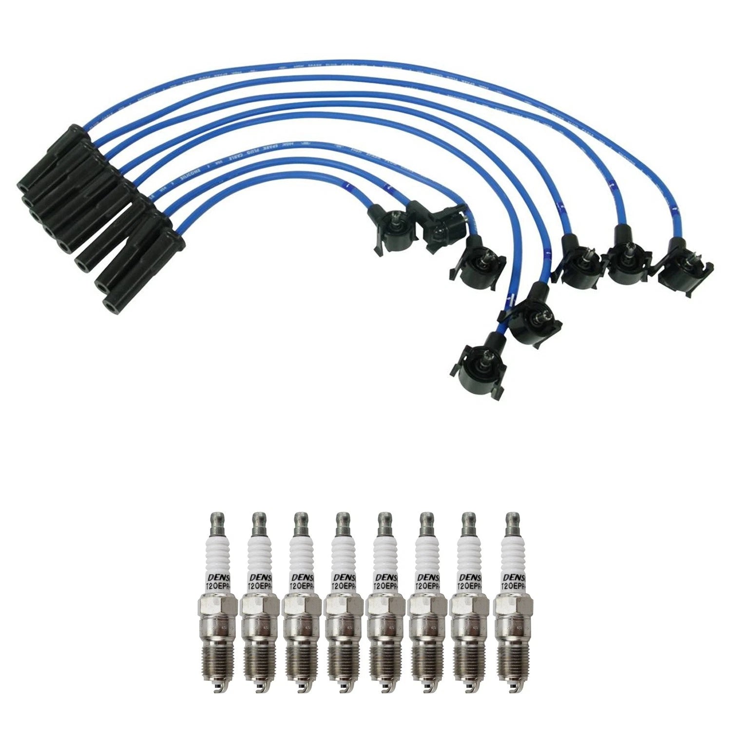 NGK 8mm Wire Set & Denso Spark Plug Kit for Mazda B2300 (1994–2000)