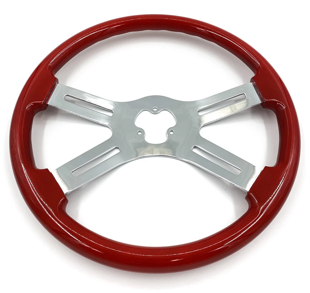 Steering Wheel 4-Spoke Slotted Red 3 Hole for Peterbilt Kenworth (2018–2024)