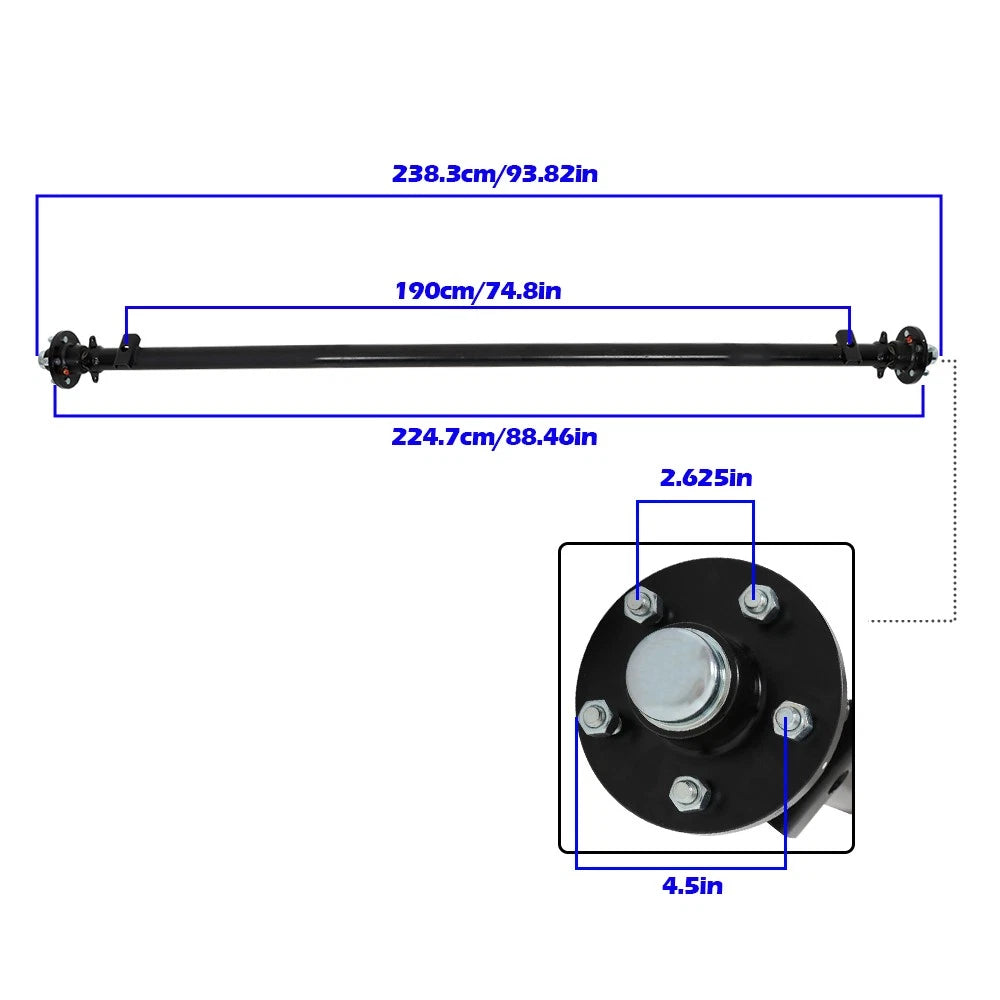 5 Lug 3500lbs Hub for 89" Frame with U-Bolt Kit (Fits Various Models)