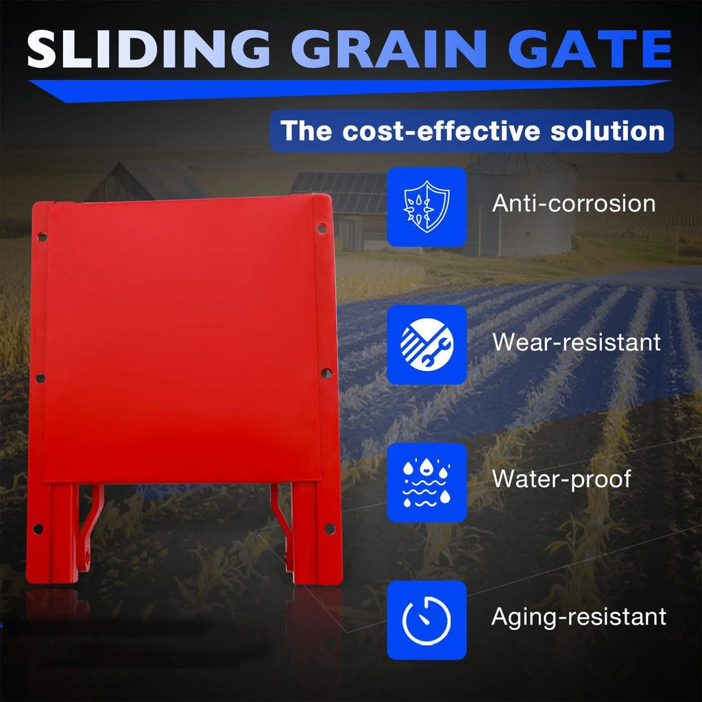 9X9 in Red Sliding Grain Gate for Feed Bin & Truck Unloading