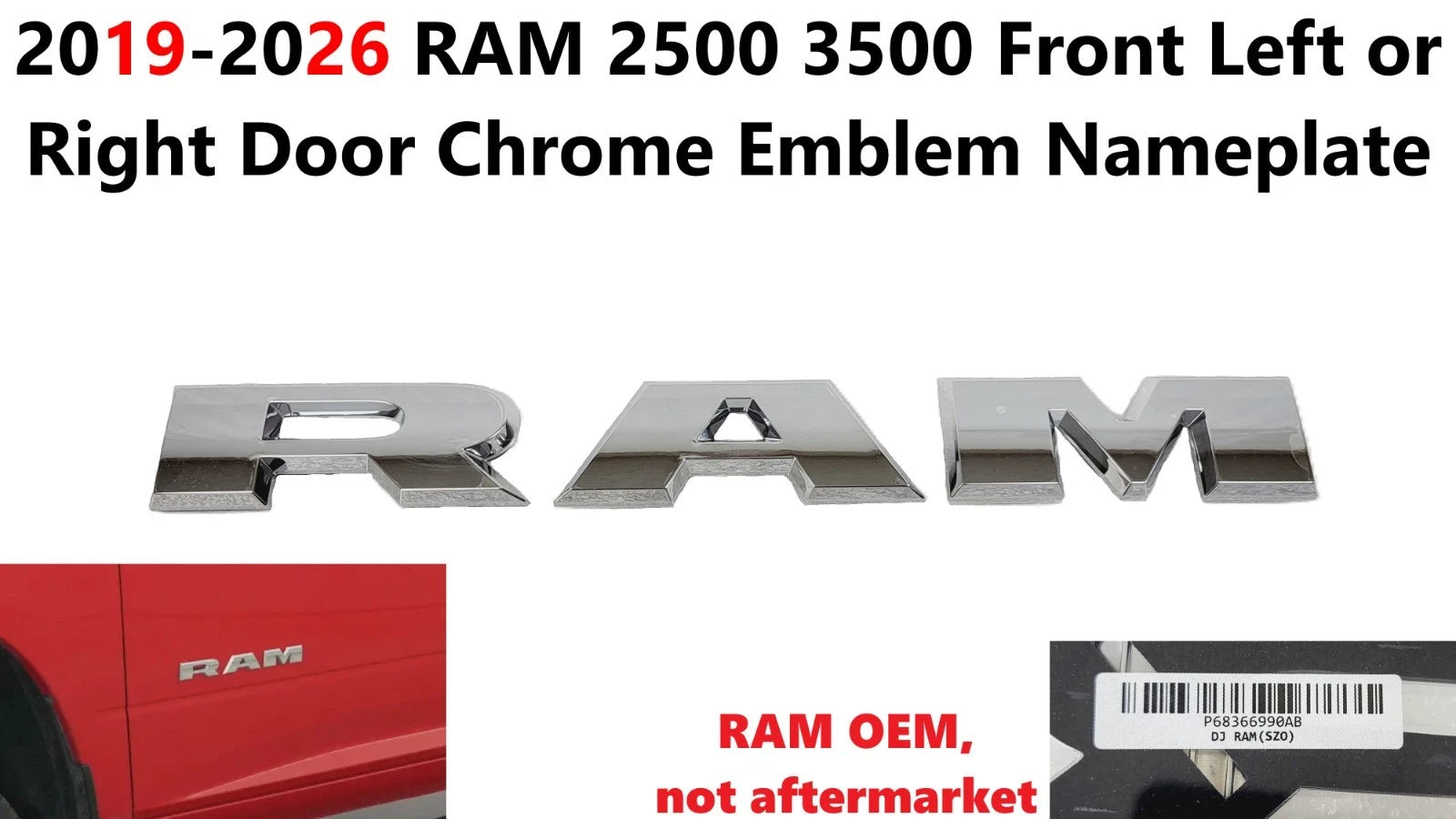 Chrome Emblem Nameplate for RAM 2500 3500 (2019–2026)