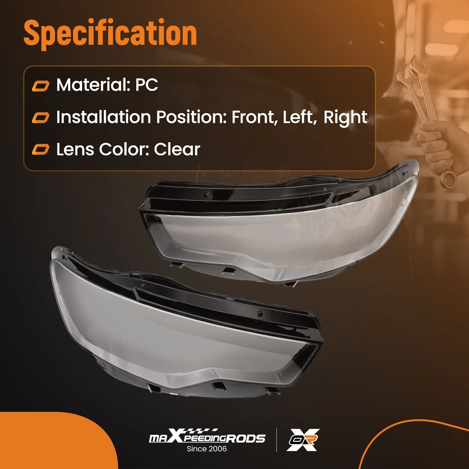 Clear Headlight Lens Covers for Audi A6 C7 (2012–2018) Left + Right