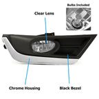 Fog Light Lamps Set of 2 for Honda CR-V (2017–2019) Chrome Bezel w/Bulbs+Switch+Wiring