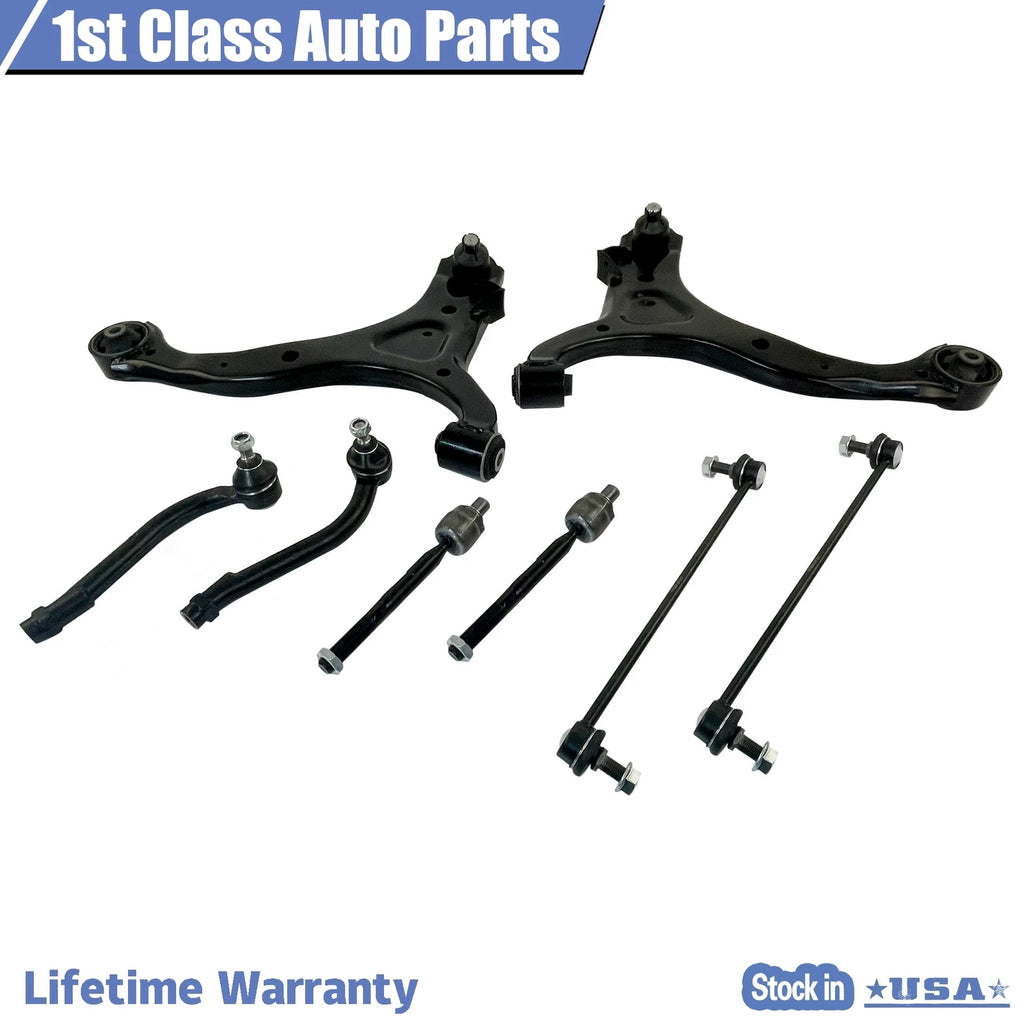 Set of 8 Front Control Arms Tie Rods for Hyundai Santa Fe Sorento (2007–2013)