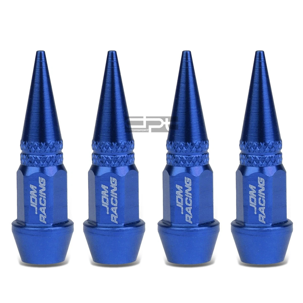 Set of 4 Blue Spiky Tire Rim Air Valve Dust Covers for Universal Fit