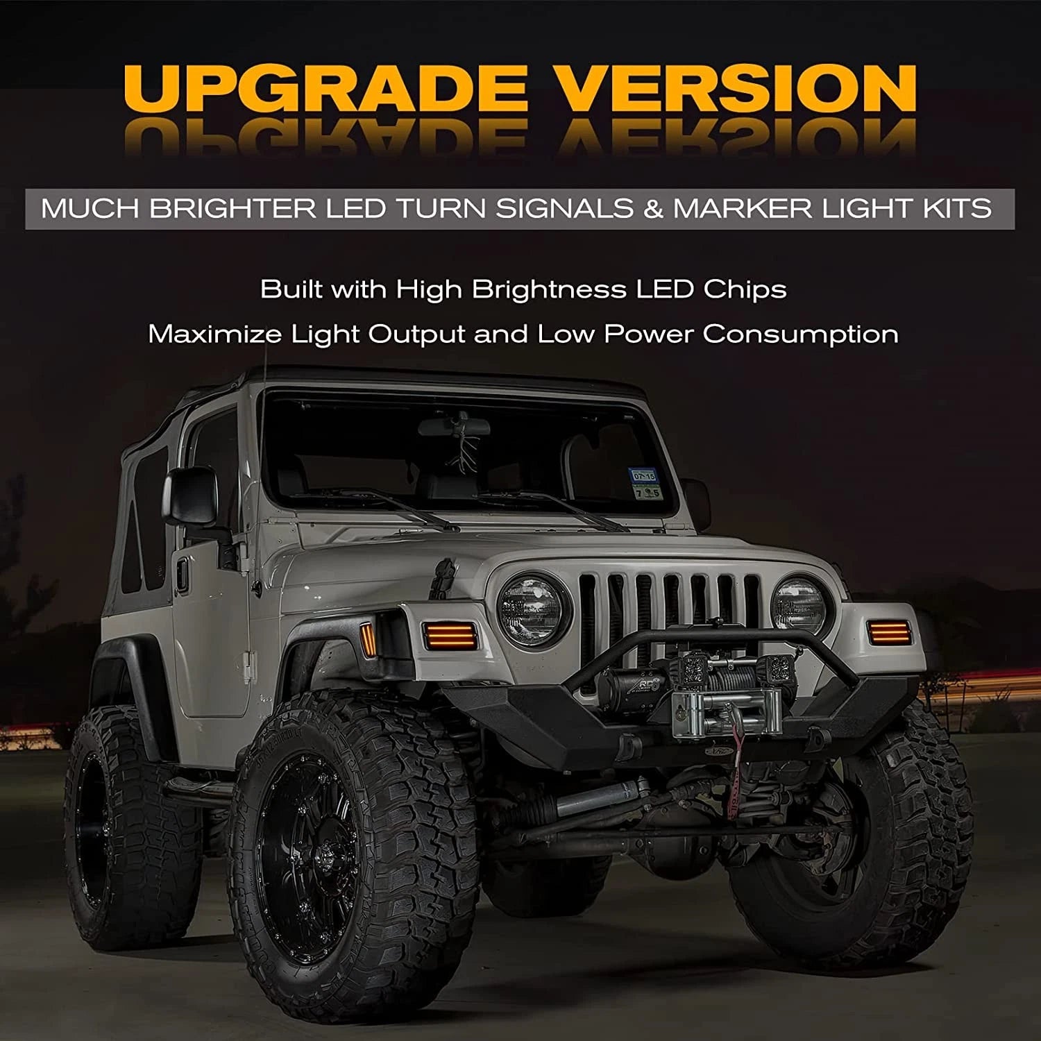 4X Dynamic LED Amber Front Corner Turn Signal Lights for Wrangler TJ (1997–2006)
