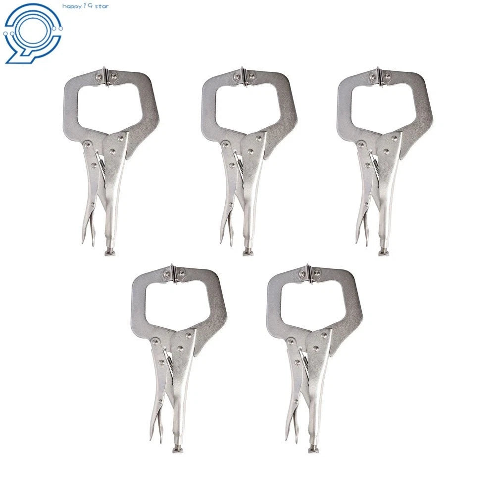 Locking C-Clamp 11" Adjustable Pliers Grip with Swivel Pad - Set of 5