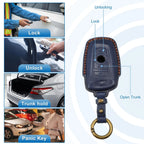 Car Remote Key Fob Case Cover 4 Button for BMW  Red Faux Leather