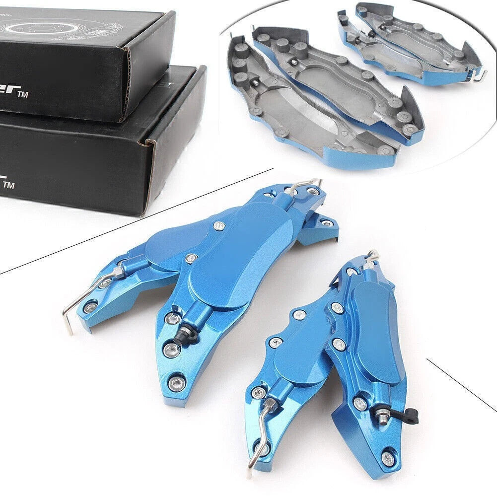 Set of 4 Disc Brake Caliper Covers for Universal Fit (3D Style, Blue)