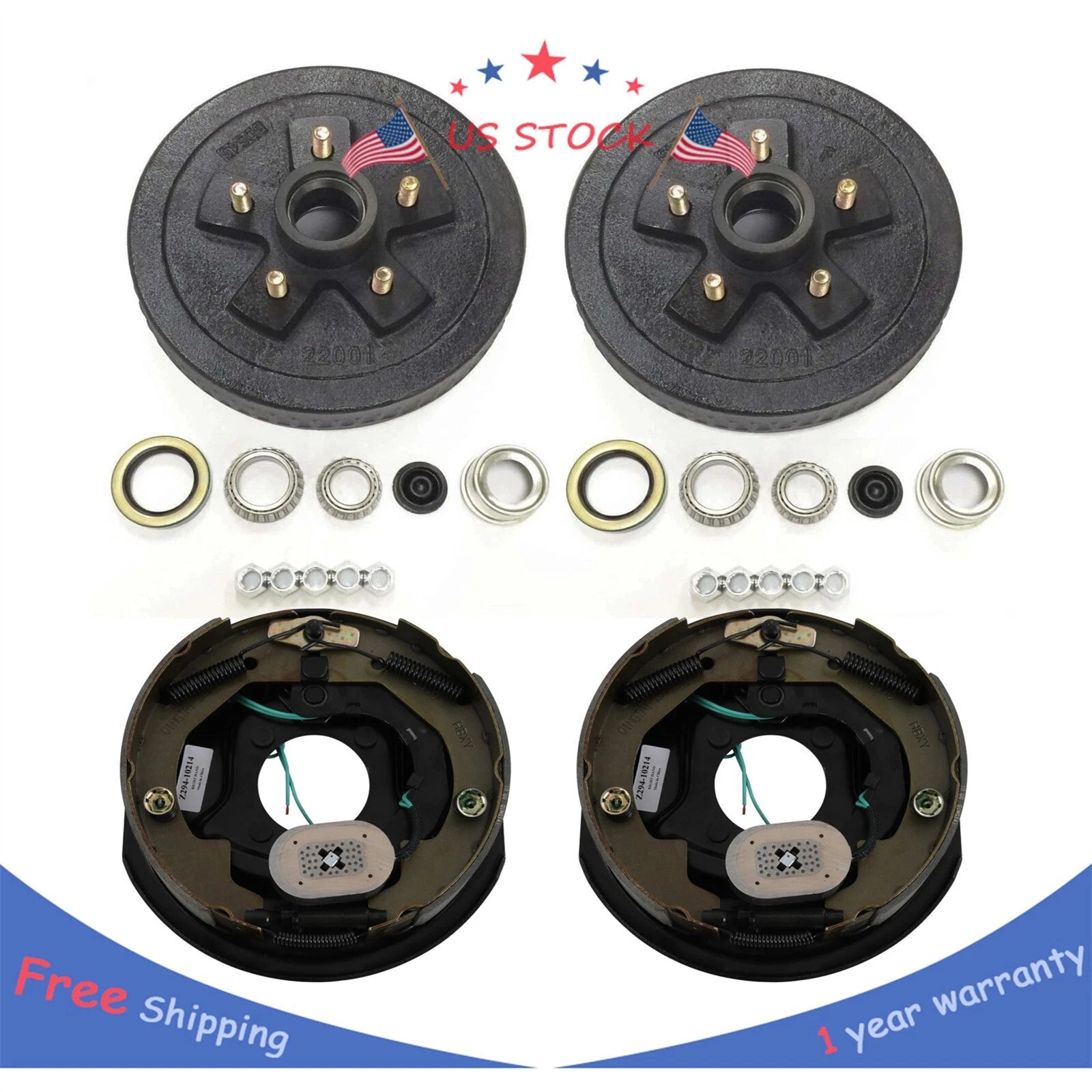 Trailer Hub Drum Kit with 10"x2-1/4" Electric Brakes for 3500 lbs Axle (2010–2023)