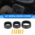 Set of 3 AC Media Tune Switch Knob Cover Rings for Dodge Challenger (2015–2019) Black