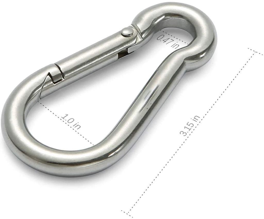 Set of 12 Stainless Steel 304 Spring Snap Hook Carabiner Clips