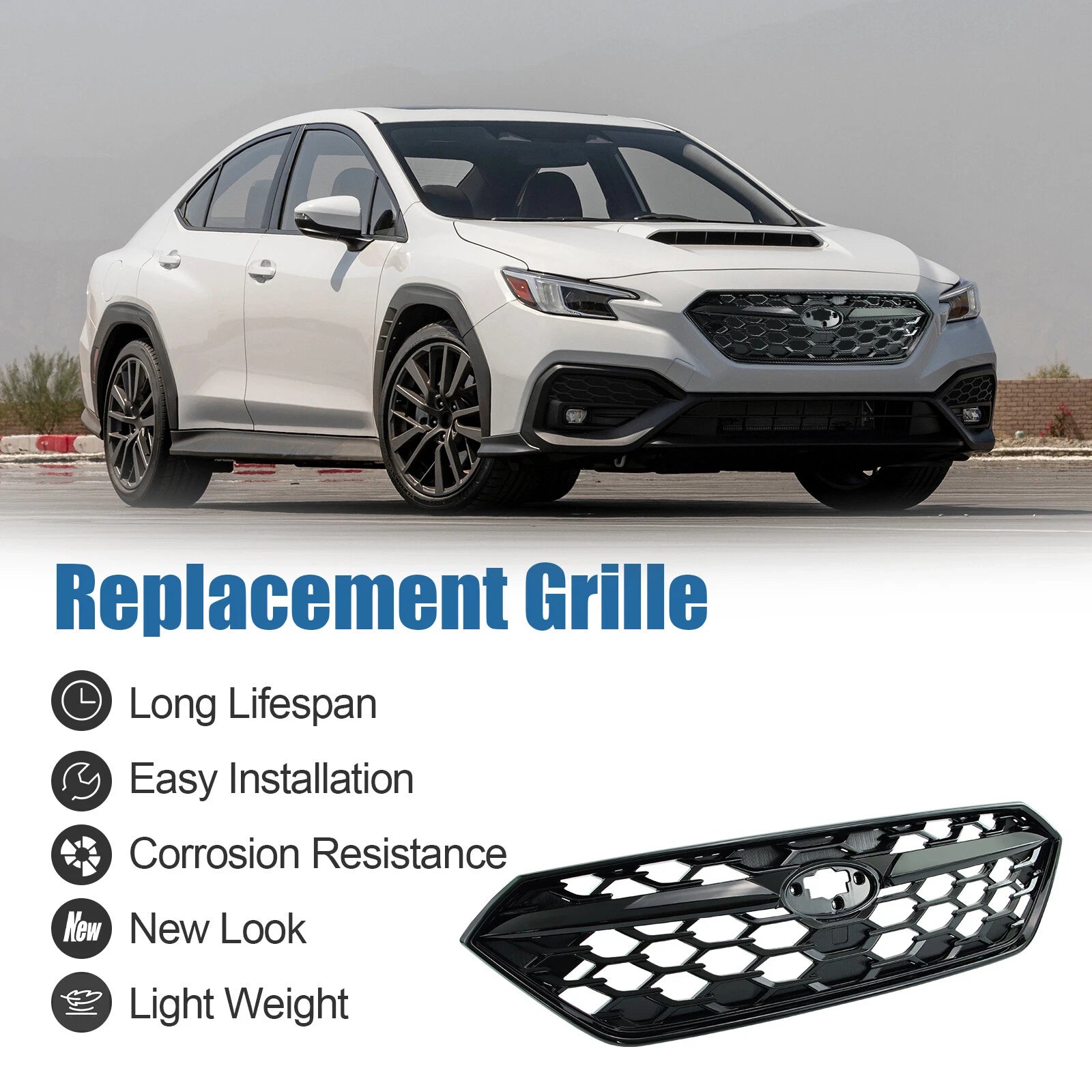 Front Bumper Grille for Subaru WRX (2022–2023) Gloss Black