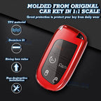 Glossy TPU Red Key Fob Shell Case for Jeep Chrysler Dodge (2014-2024)