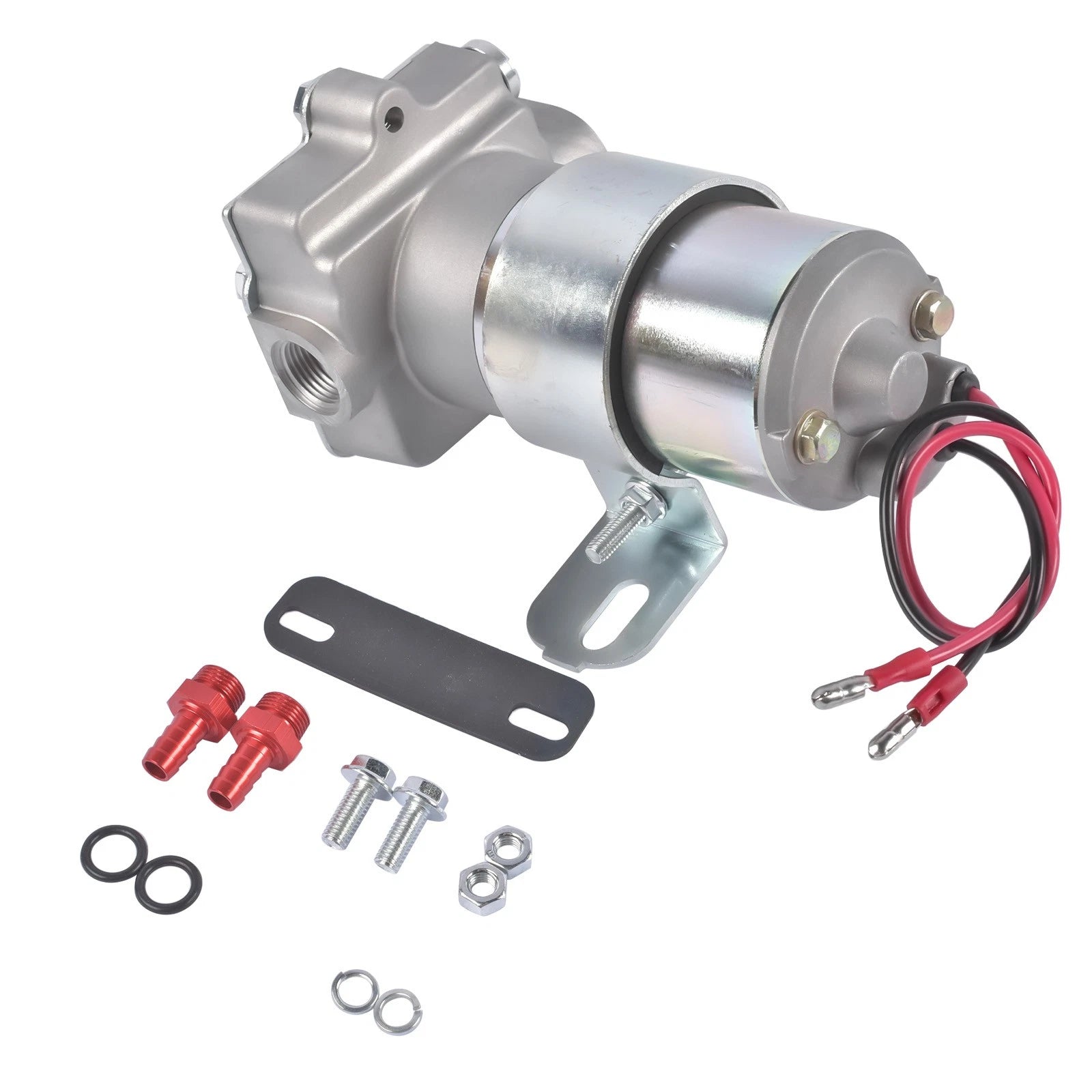 Electric Fuel Pump for Universal Vehicles (97 GPH, 7 PSI, Red Chrome)