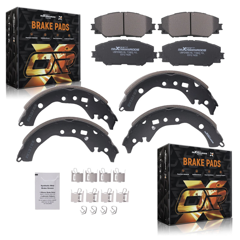 Front Ceramic Brake Pads & Rear Shoes Kit for Scion xD (2008–2014), Toyota Corolla (2009–2019)