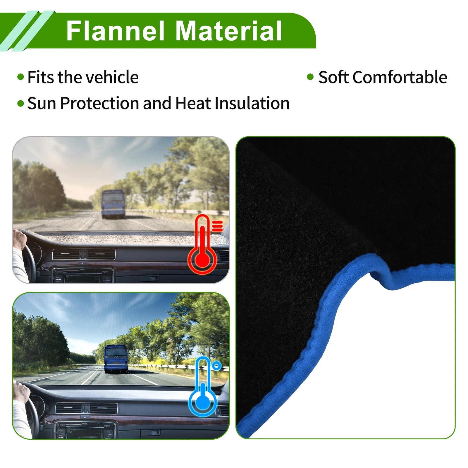 Dashboard Cover for Mitsubishi Delica B34A B35A B37A (Black Blue Flannel)