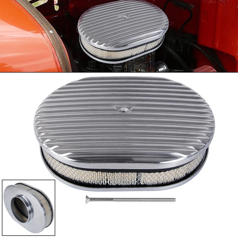 12" Full Finned Air Cleaner Set for 4-Barrel Carburetor (5-1/8" Neck)