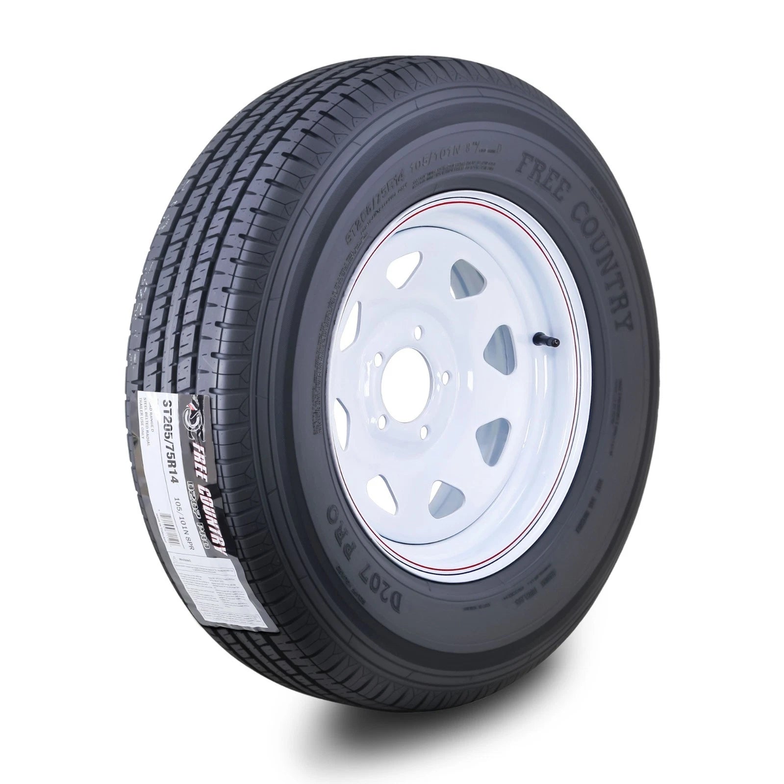 Free Country ST205/75R14 8-Ply Trailer Tire Rim 5 Lug x 4.5" (D 105M)