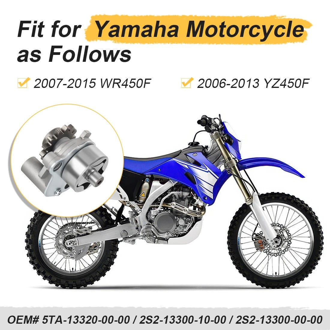 Oil Pump Rotor Assy for Yamaha YZ450F WR450F (2006–2015) 2S2-13300-10-00