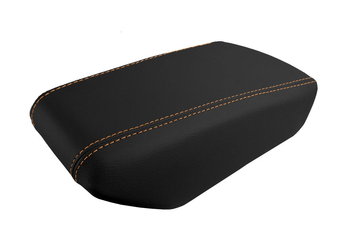 Leather Console Lid Armrest Cover for Nissan Maxima (2016–2021) Orange Stitch