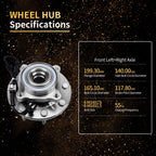 Front Wheel Bearing Hub Set for Chevy Silverado GMC Sierra 2500 HD (2001-2019)